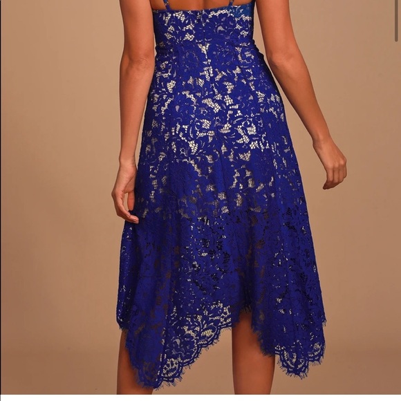 Lulus One Wish Royal Blue Lace Midi Dress - Picture 3 of 11